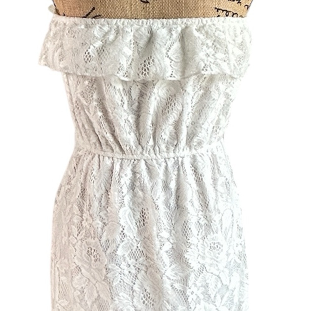 Trixxi White Lace Strapless High/Low Dress Size Medium - Picture 7 of 13